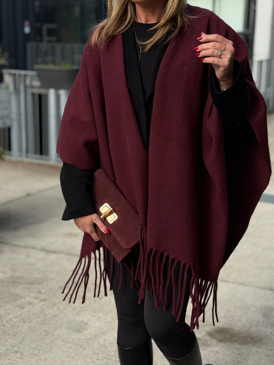 Poncho lainer frange YX8706