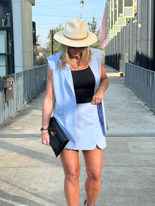 Jupe short portefeuille BLEU 3809 (taille petit)