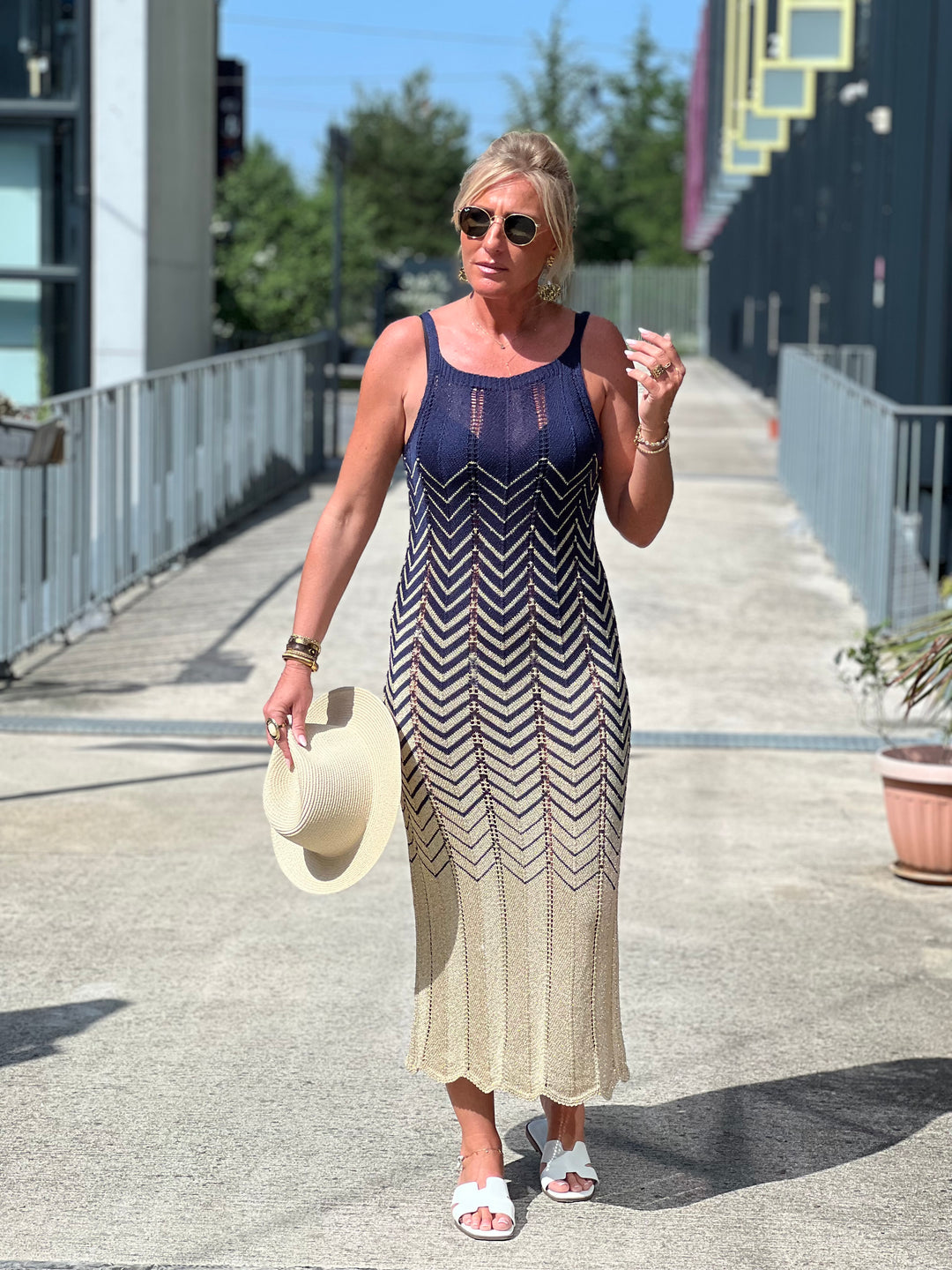 Robe crochet lurex coloris