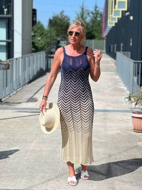 Robe crochet lurex coloris
