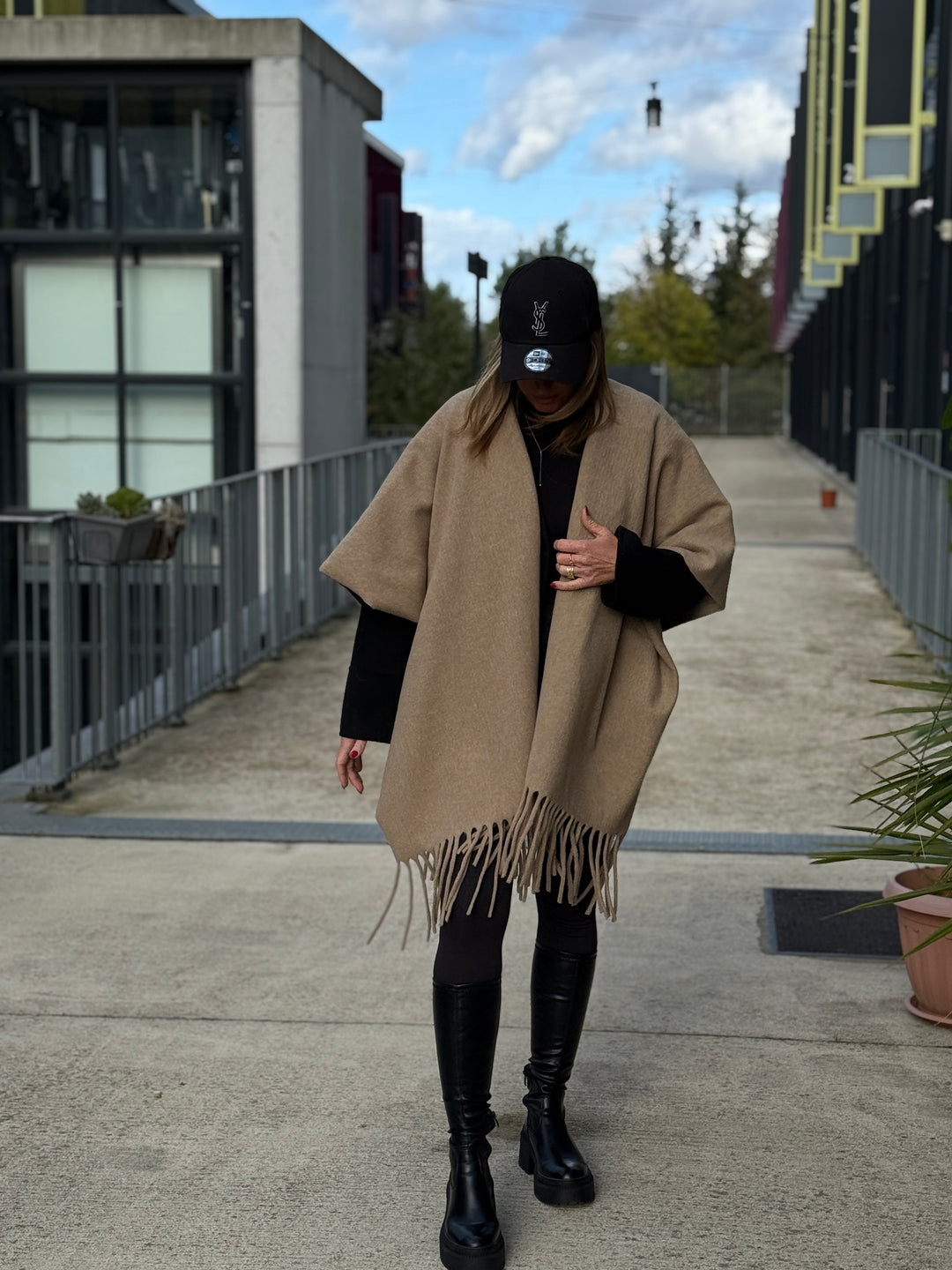 Poncho lainer frange YX8706