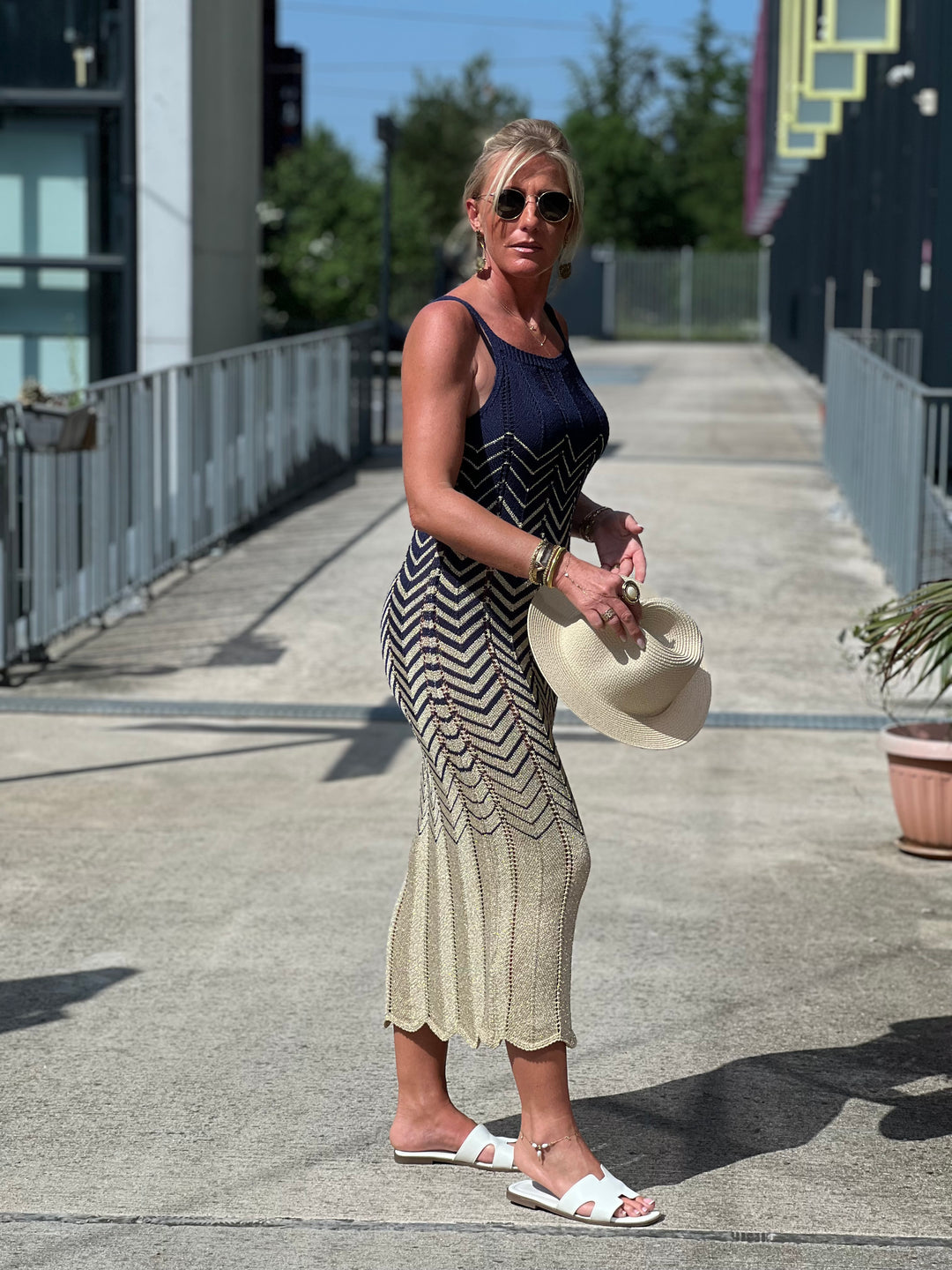 Robe crochet lurex coloris