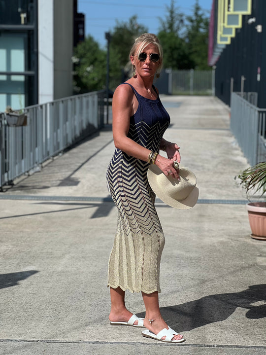 Robe crochet lurex coloris