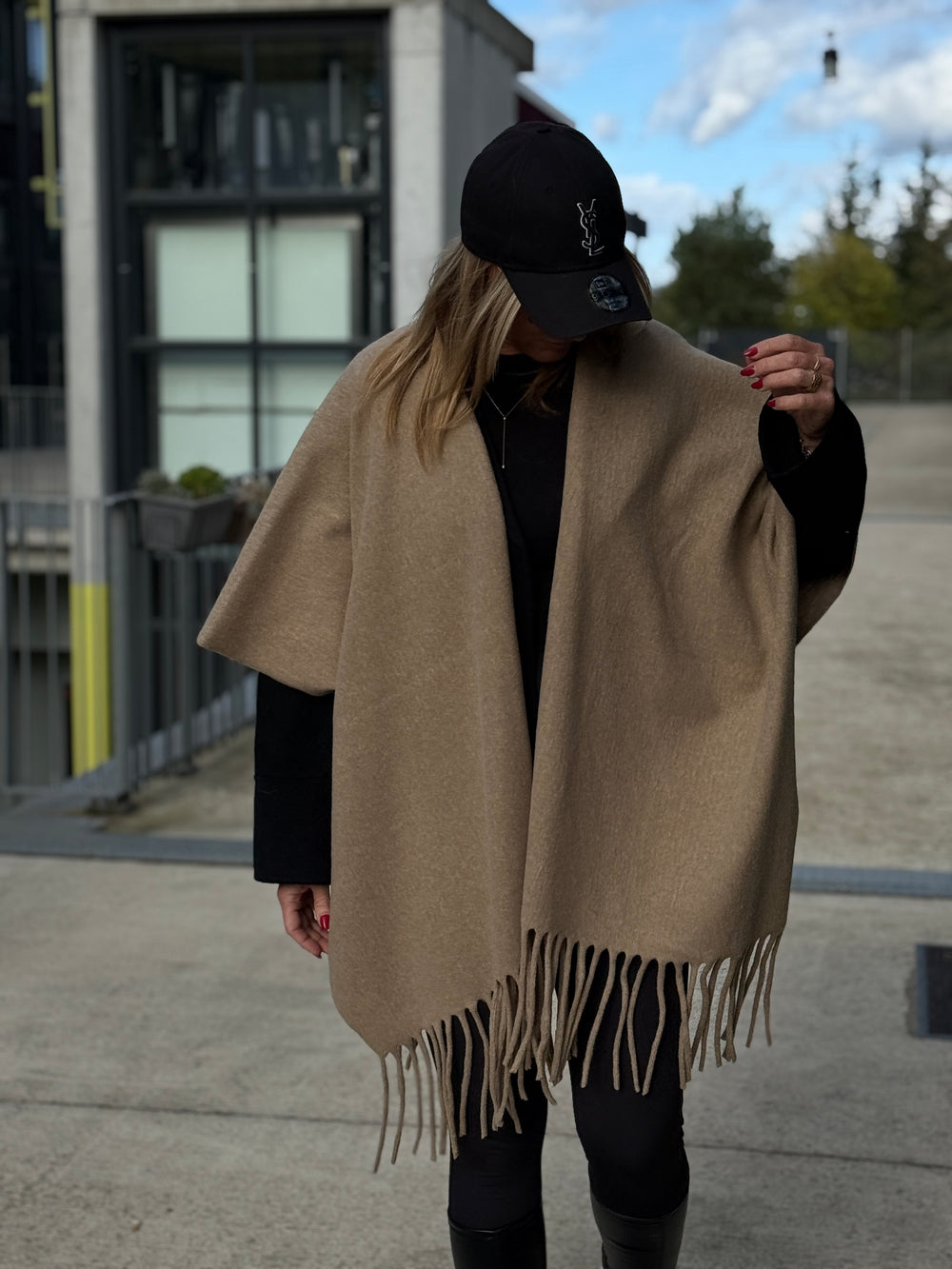 Poncho lainer frange YX8706