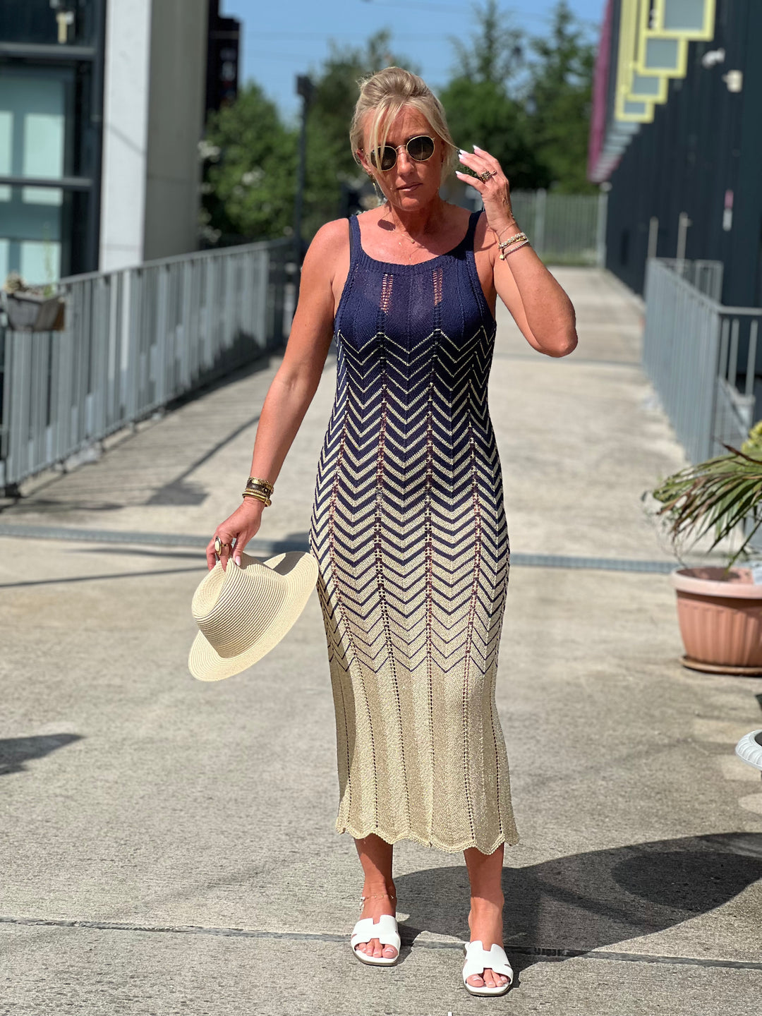 Robe crochet lurex coloris