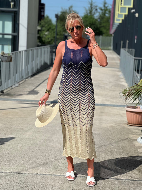 Robe crochet lurex coloris