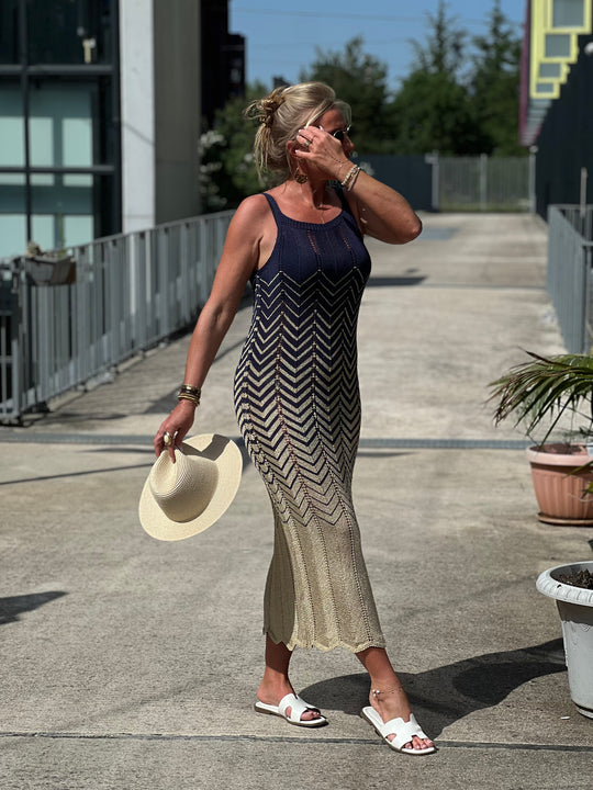 Robe crochet lurex coloris