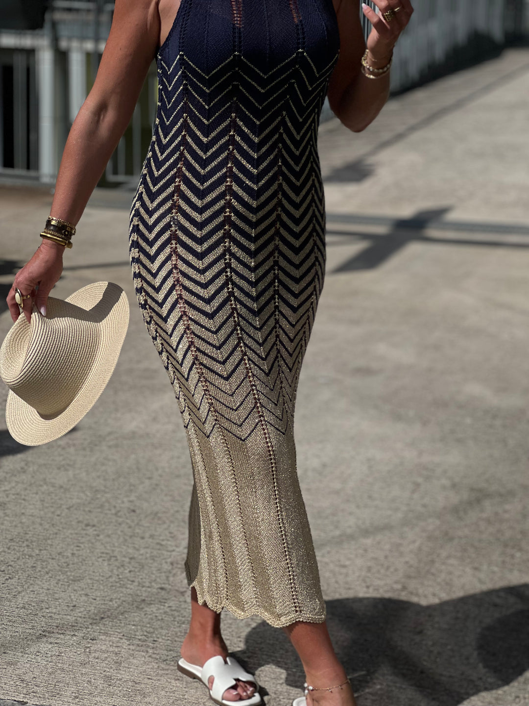 Robe crochet lurex coloris
