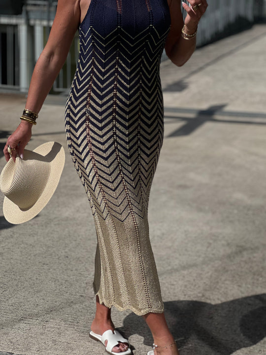Robe crochet lurex coloris
