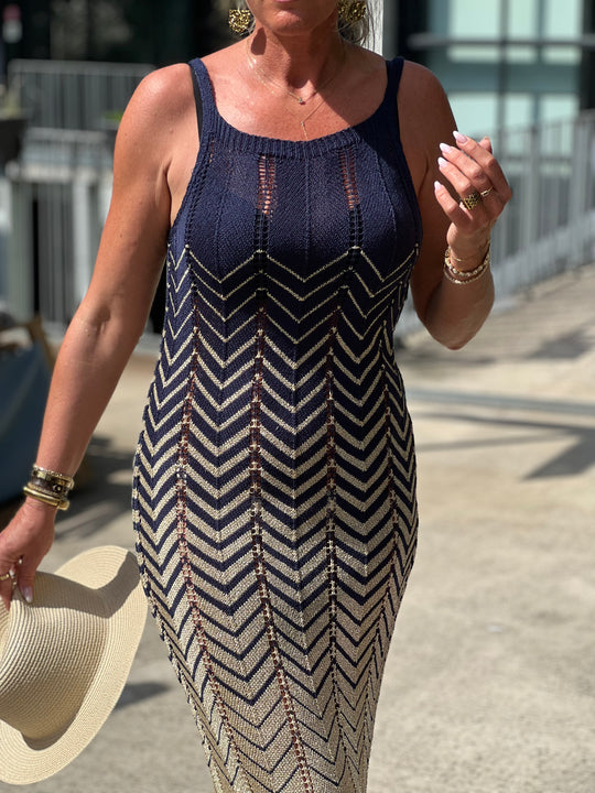 Robe crochet lurex coloris