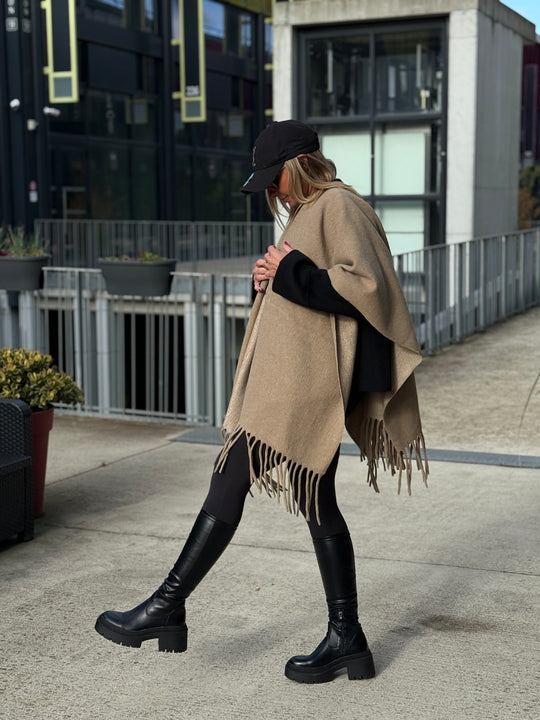 Poncho lainer frange YX8706