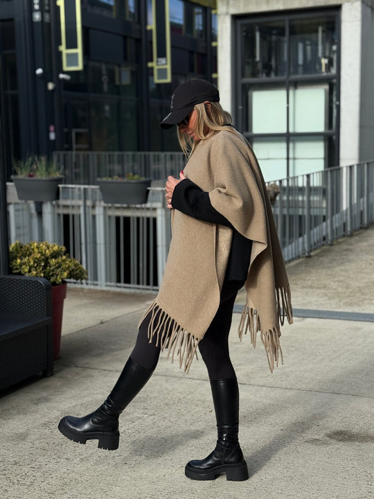 Poncho lainer frange YX8706