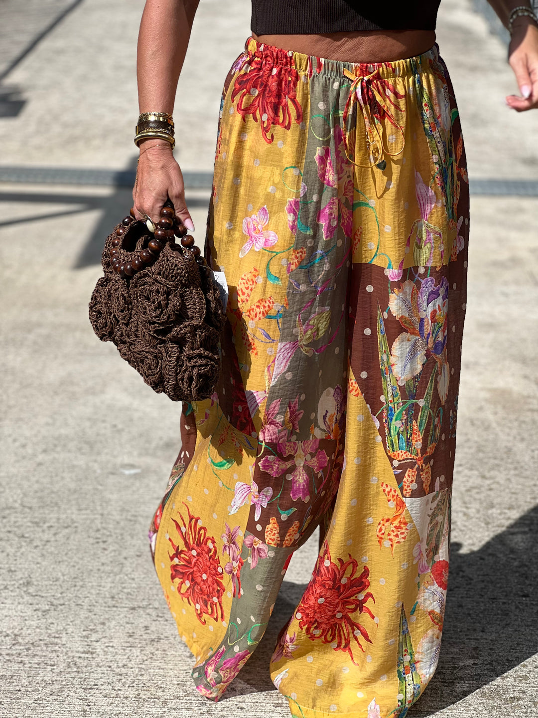 Pantalon imprimé Jaune/choco 250