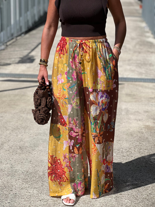 Pantalon imprimé Jaune/choco 250