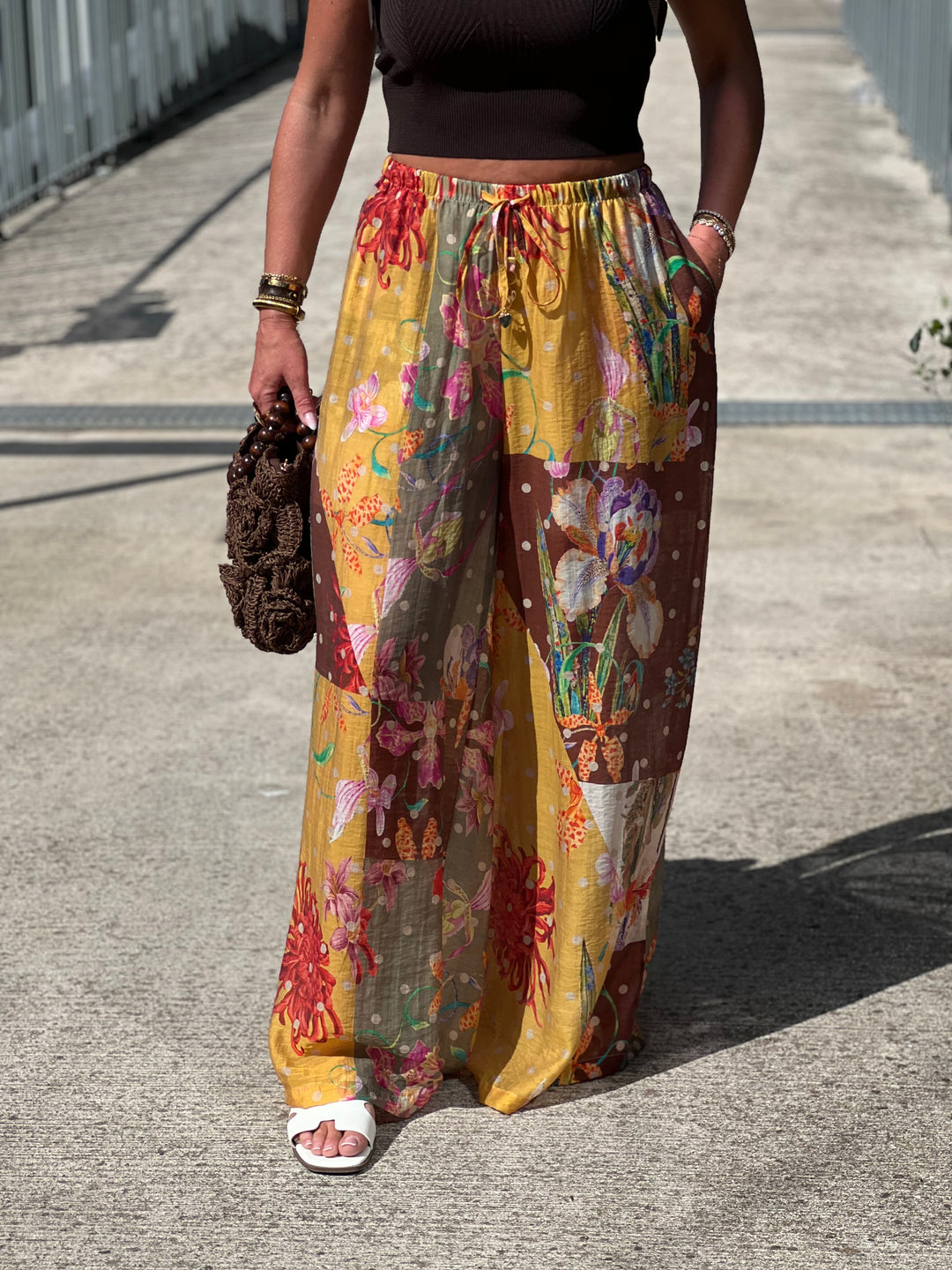 Pantalon imprimé Jaune/choco 250