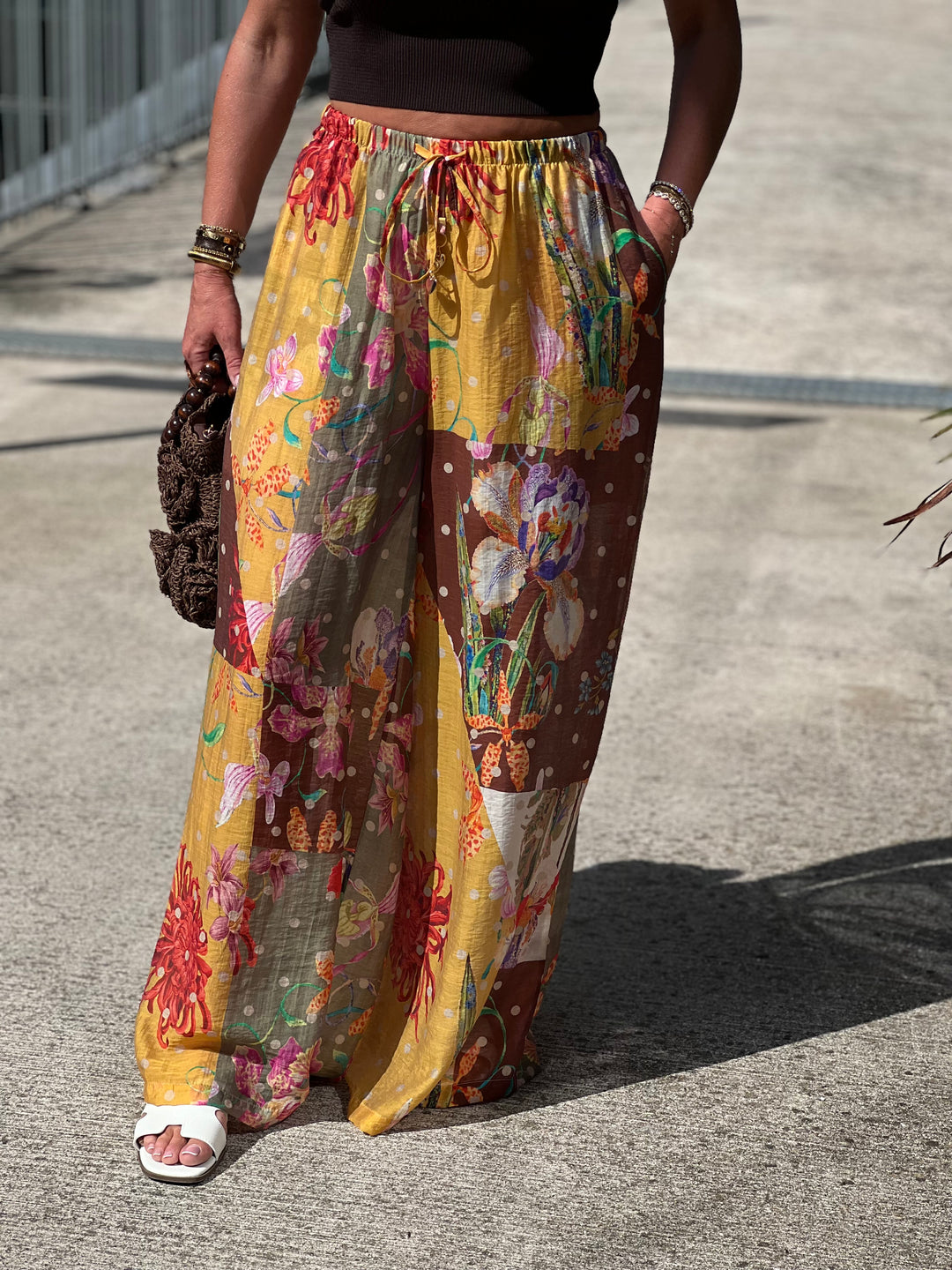 Pantalon imprimé Jaune/choco 250