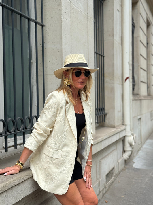 Blazer brodé beige 5736