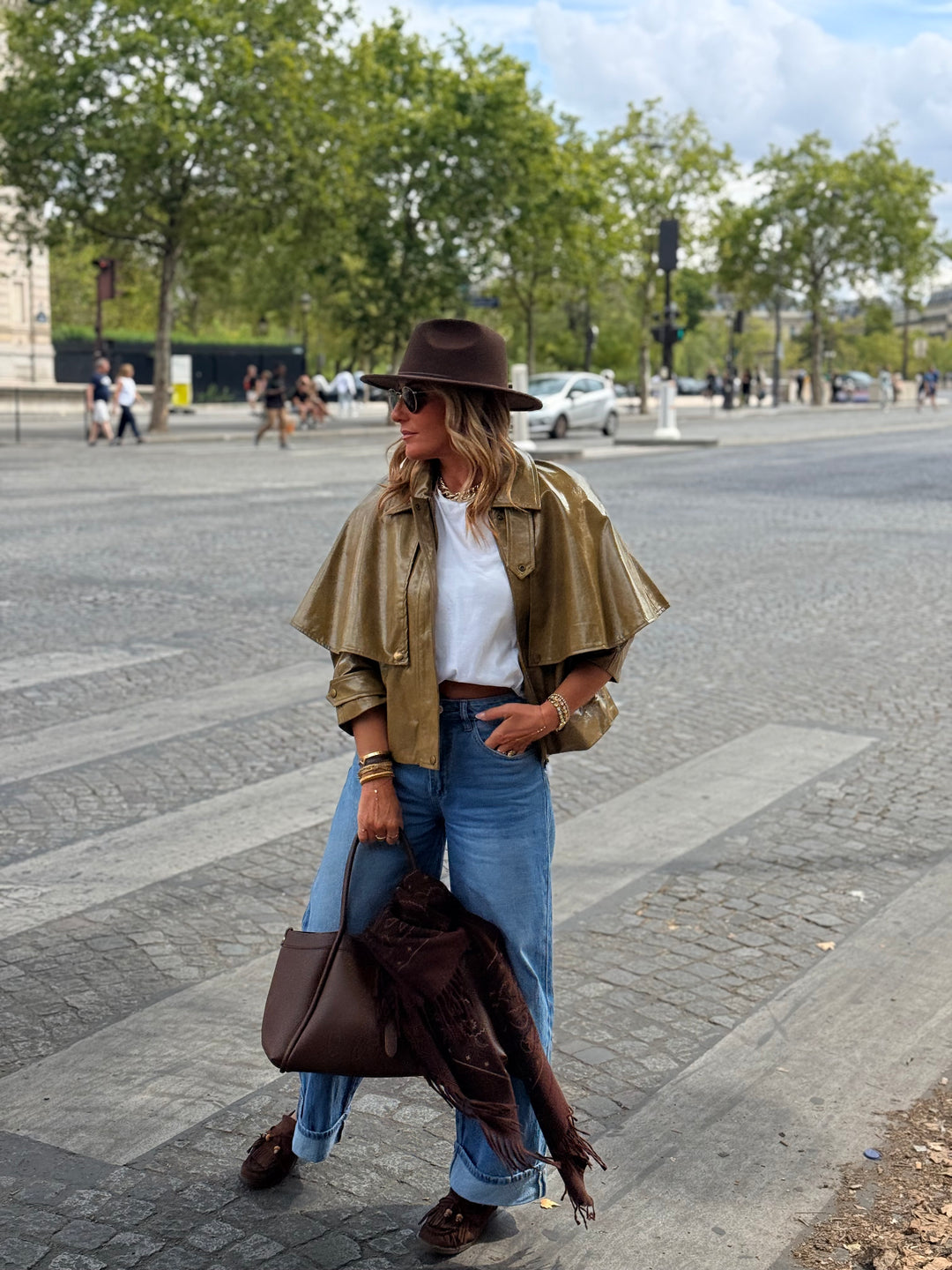 Veste cape similicuir Vert 9512