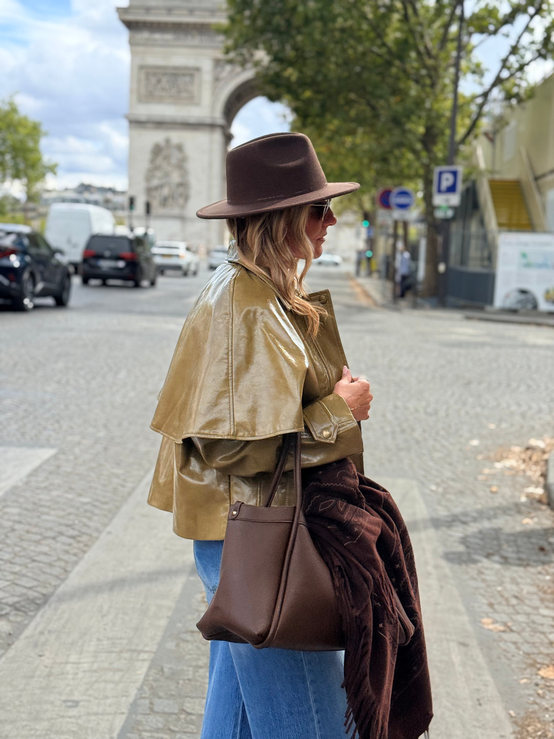 Veste cape similicuir Vert 9512