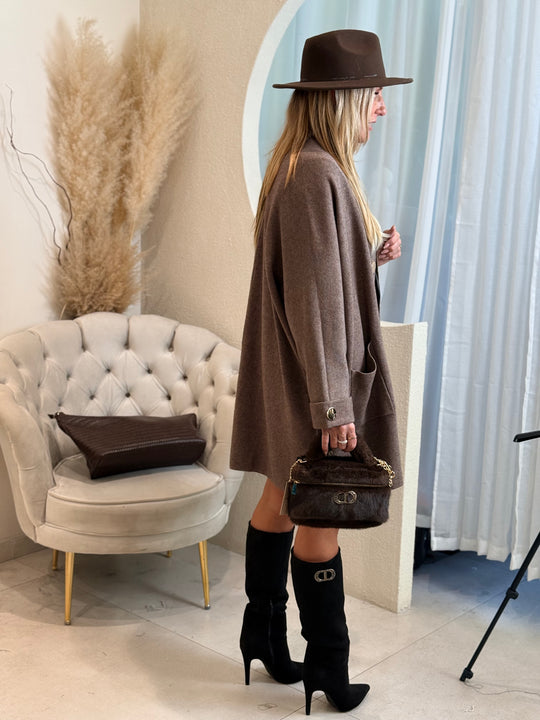 Gilet robe bouton or Taupe 8890