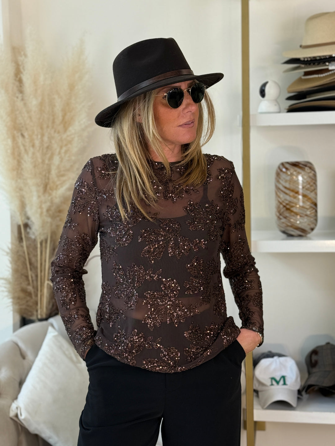 Top voile aux strass 5758