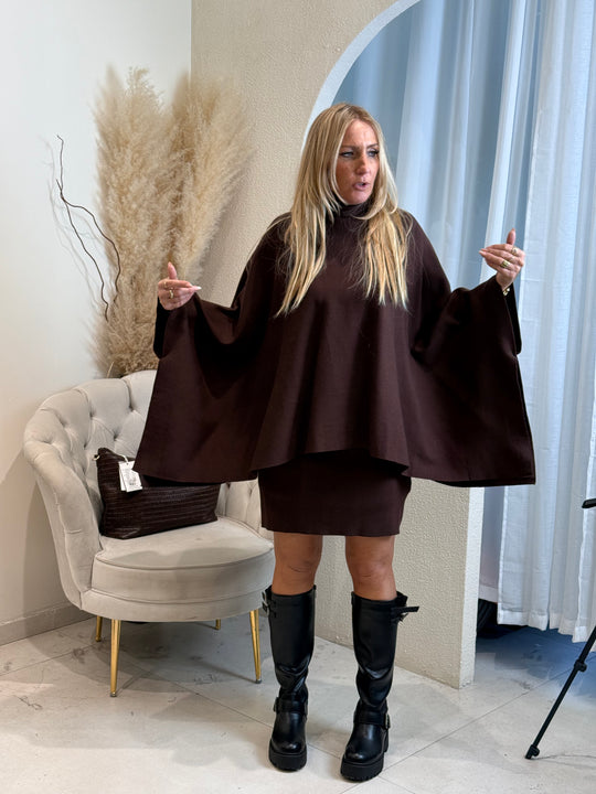 Pull poncho col roulé 91060 Choco