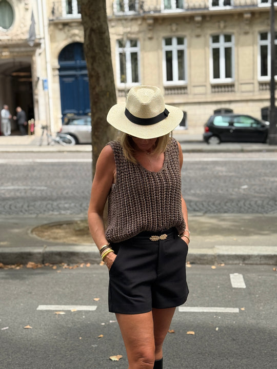 Pull sans manches strass 6024