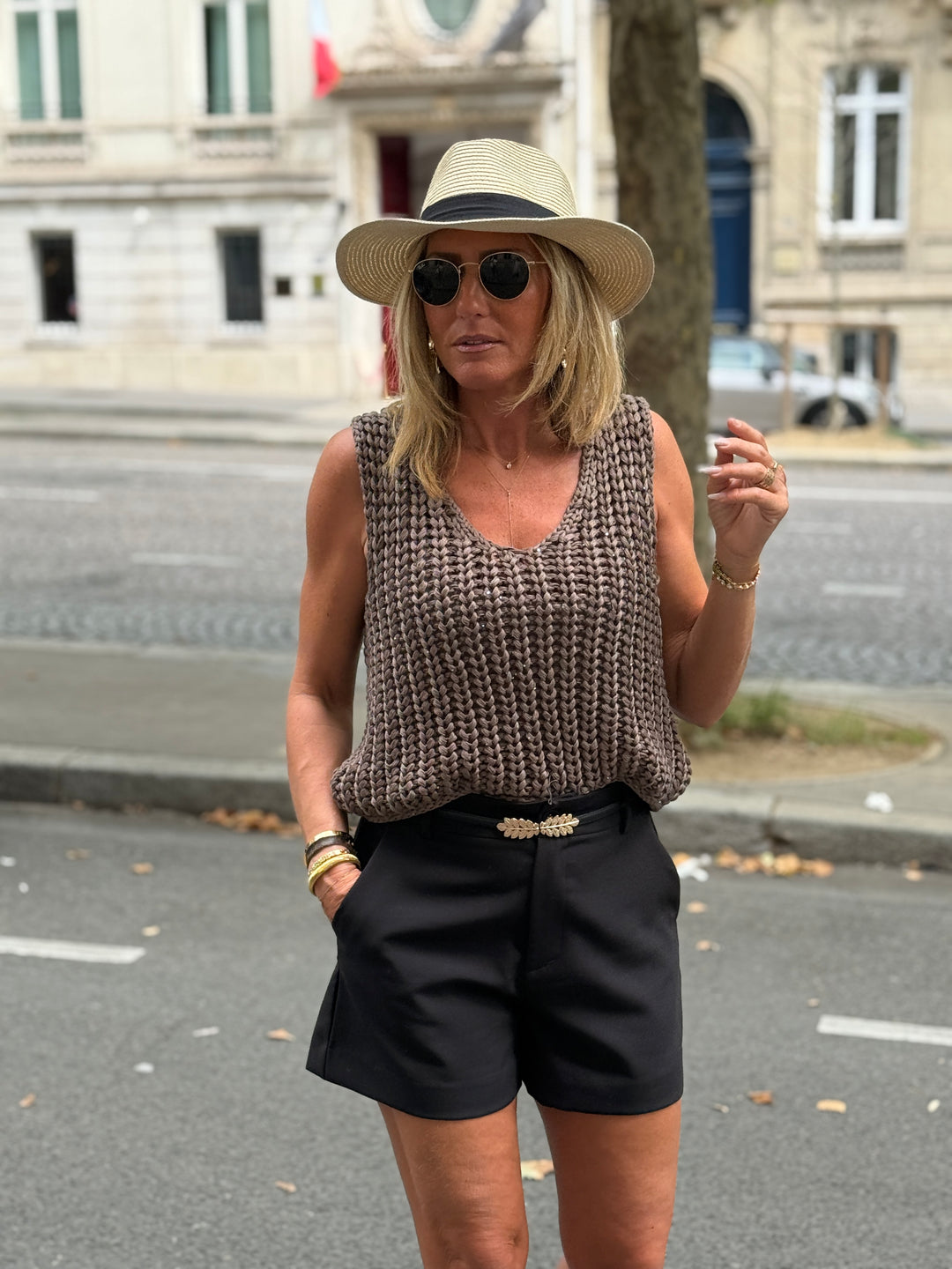 Pull sans manches strass 6024