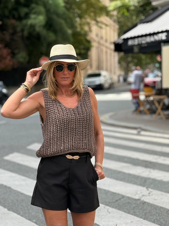 Pull sans manches strass 6024