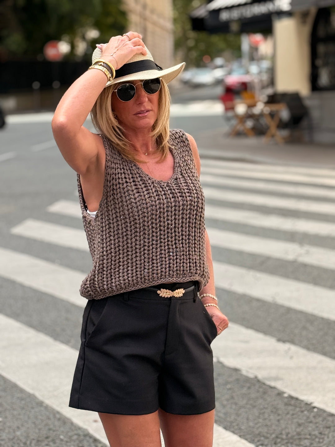 Pull sans manches strass 6024