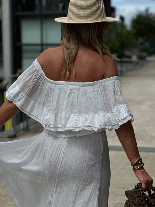 Robe Bustier Blanc brodé 12265