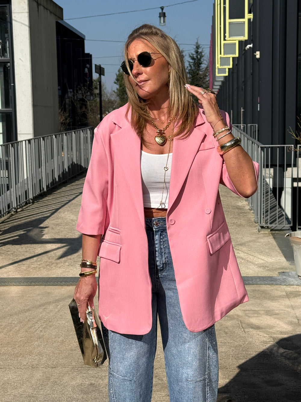 Blazer manches courtes Rose Bonbon Jucie