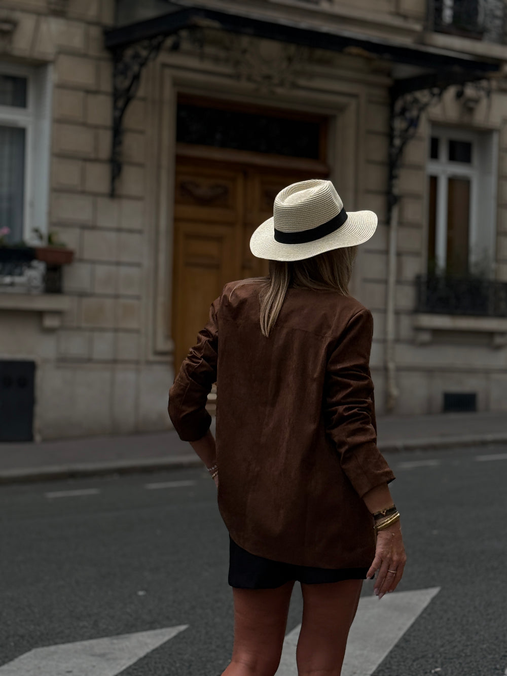 Veste effet daim châtaigne 2222