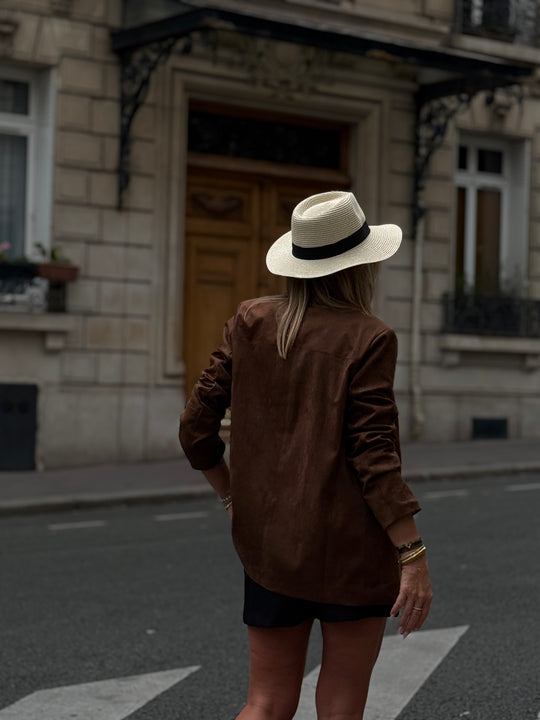 Veste effet daim châtaigne 2222