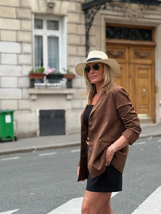 Veste effet daim châtaigne 2222