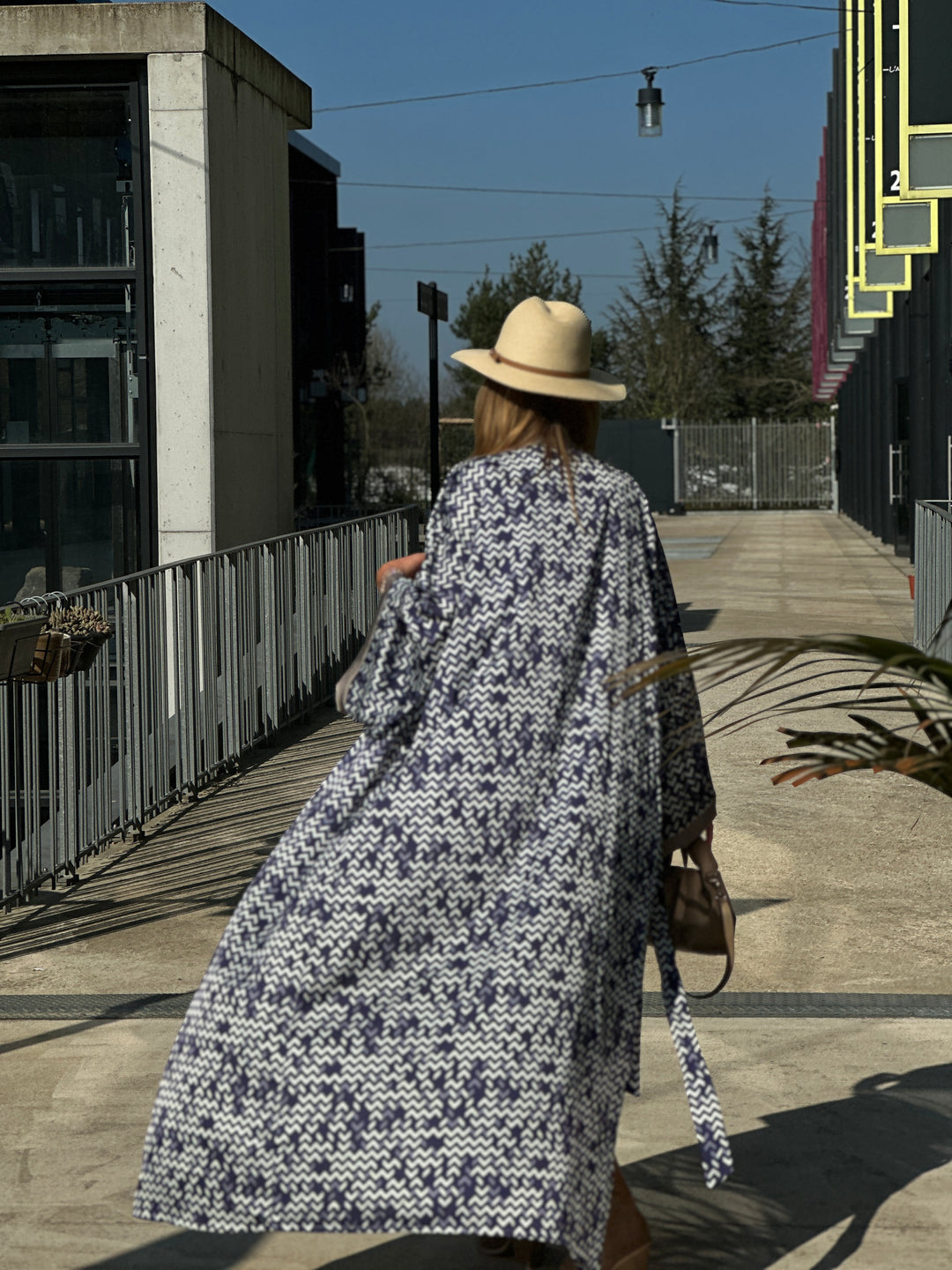 Kimono imprimée bleu rayé