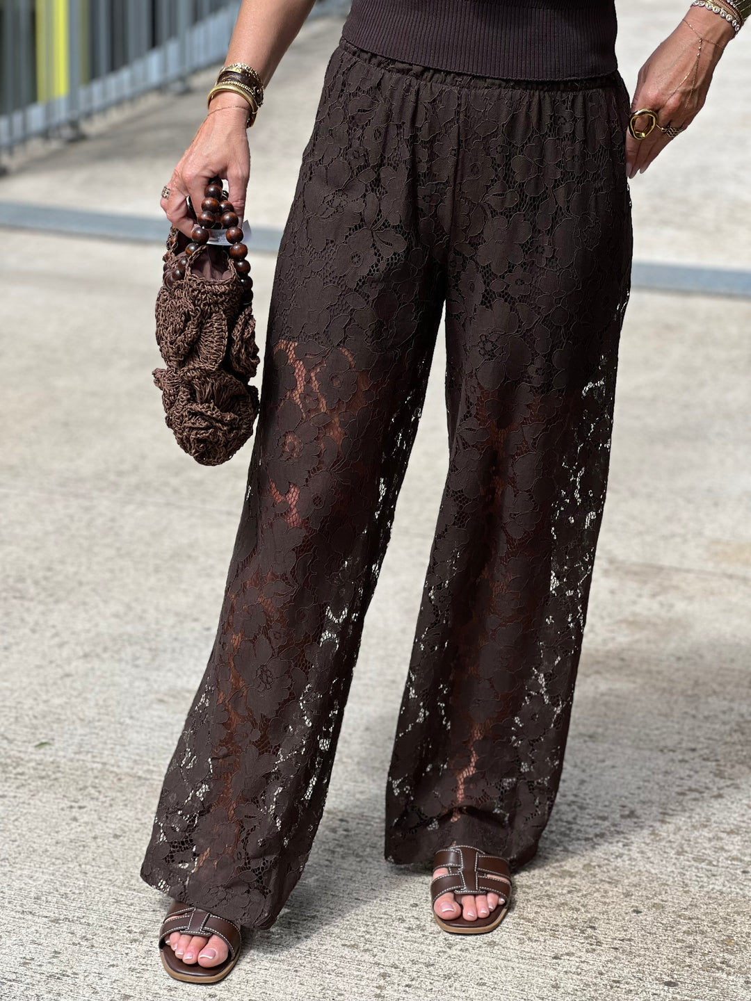 Pantalon dentelle choco 6539