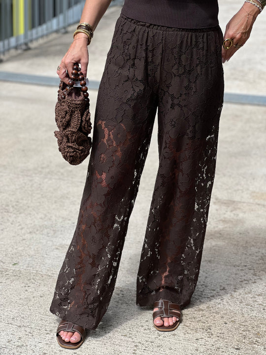 Pantalon dentelle choco 6539
