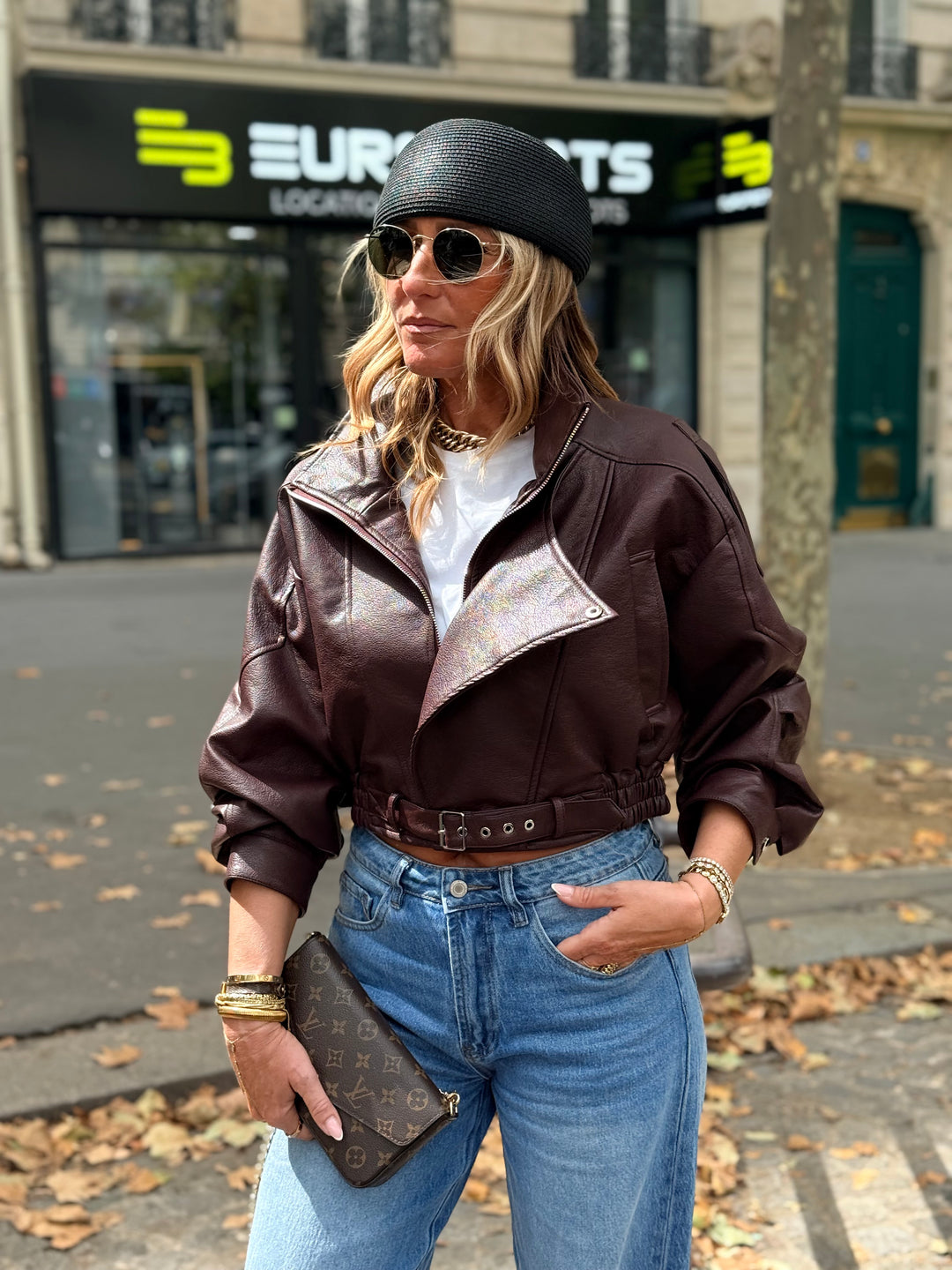 Veste similicuir cintré à la taille 8473 Bordeaux