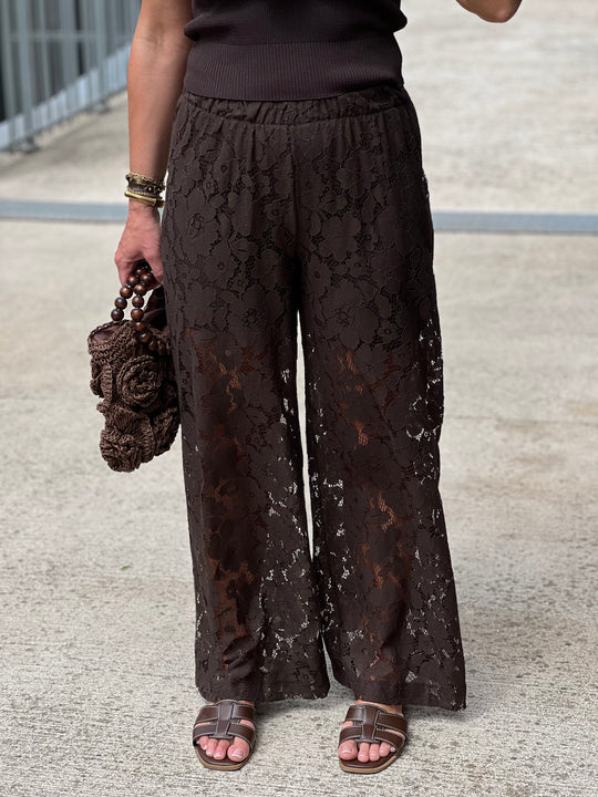 Pantalon dentelle choco 6539