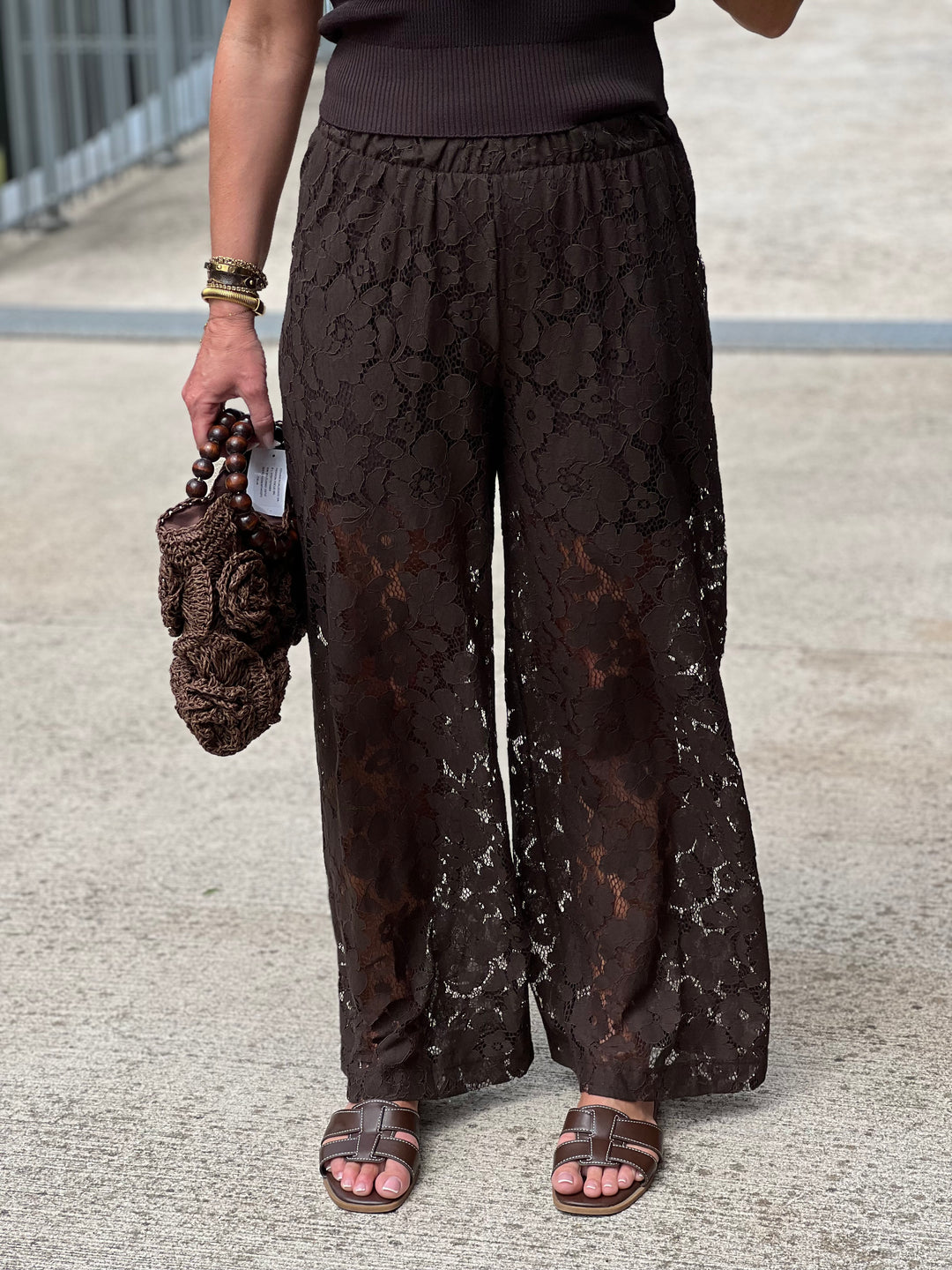 Pantalon dentelle choco 6539