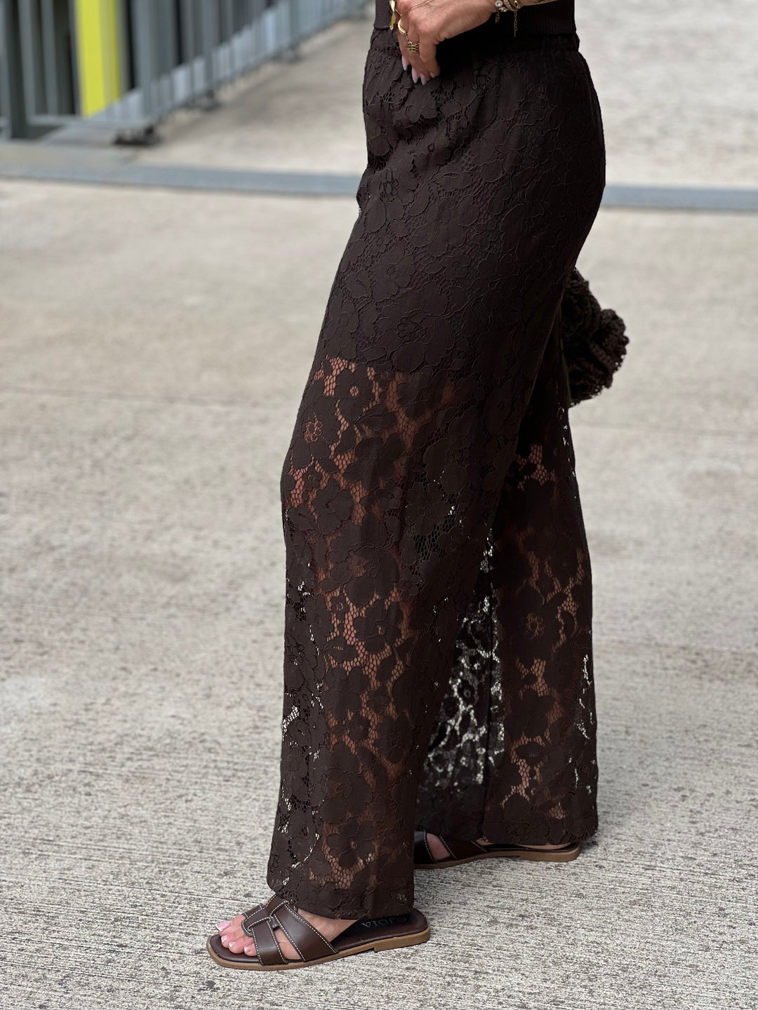 Pantalon dentelle choco 6539