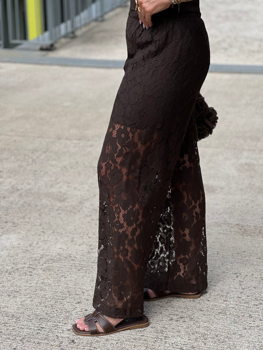 Pantalon dentelle choco 6539