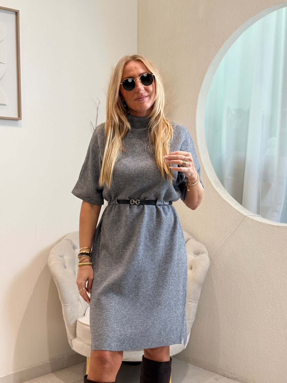 Robe milong maille ceinturée Yl9017