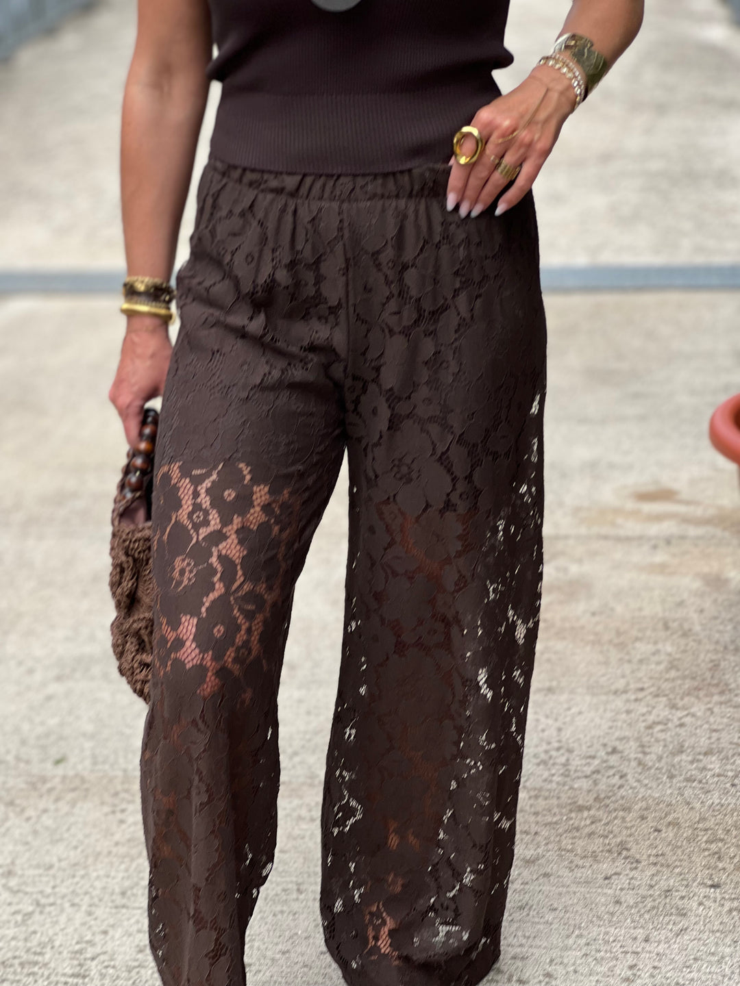 Pantalon dentelle choco 6539