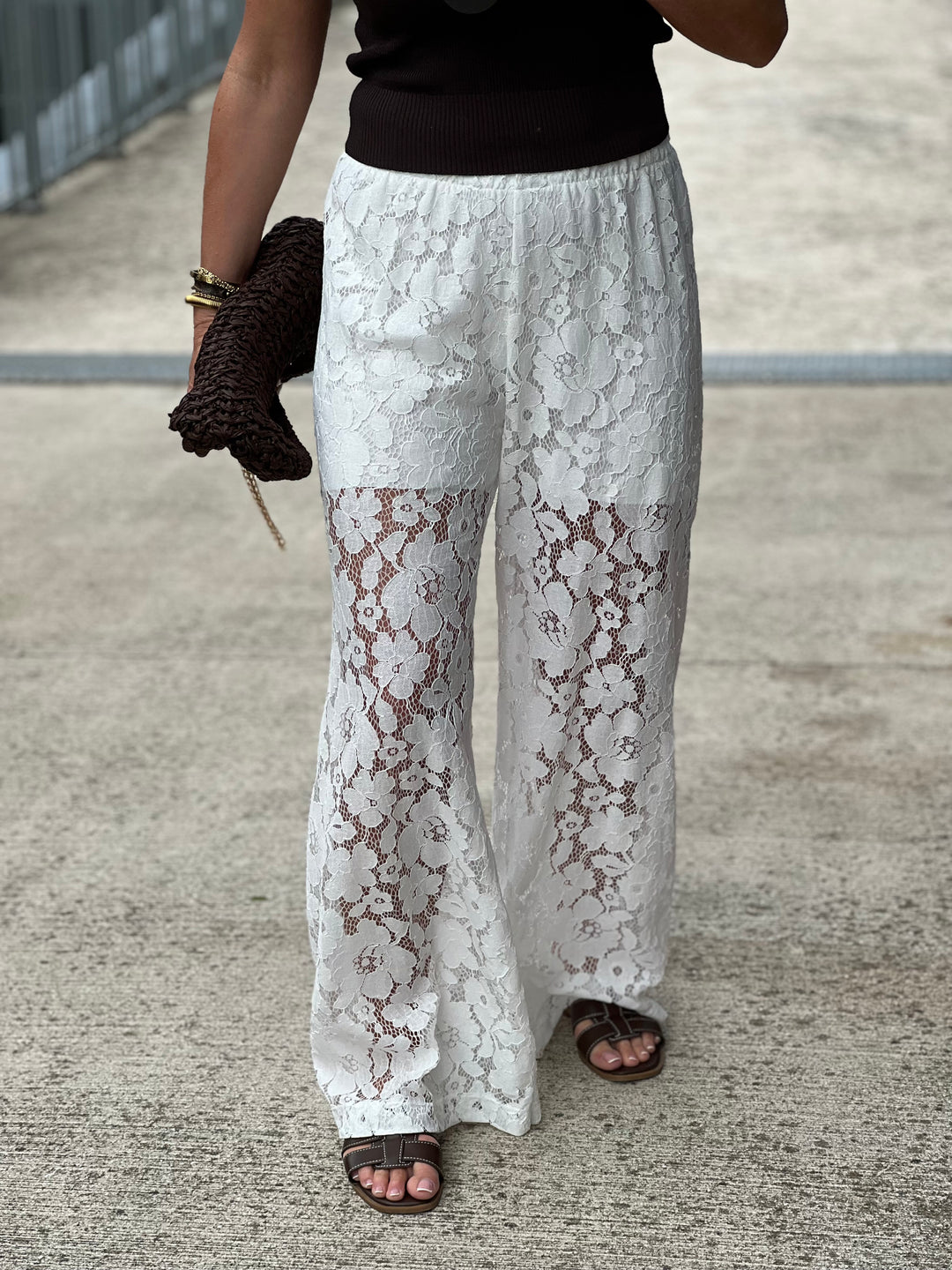 Pantalon dentelle Ecru 6539