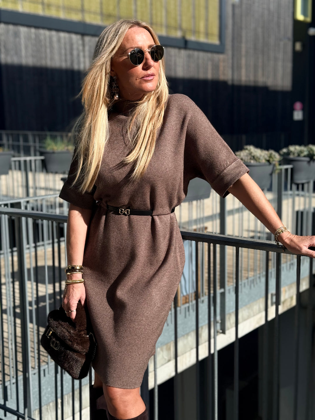Robe milong maille ceinturée Yl9017