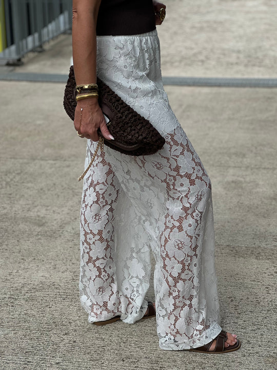 Pantalon dentelle Ecru 6539