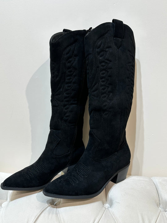 Boots daim brodé Noir (Y2281)