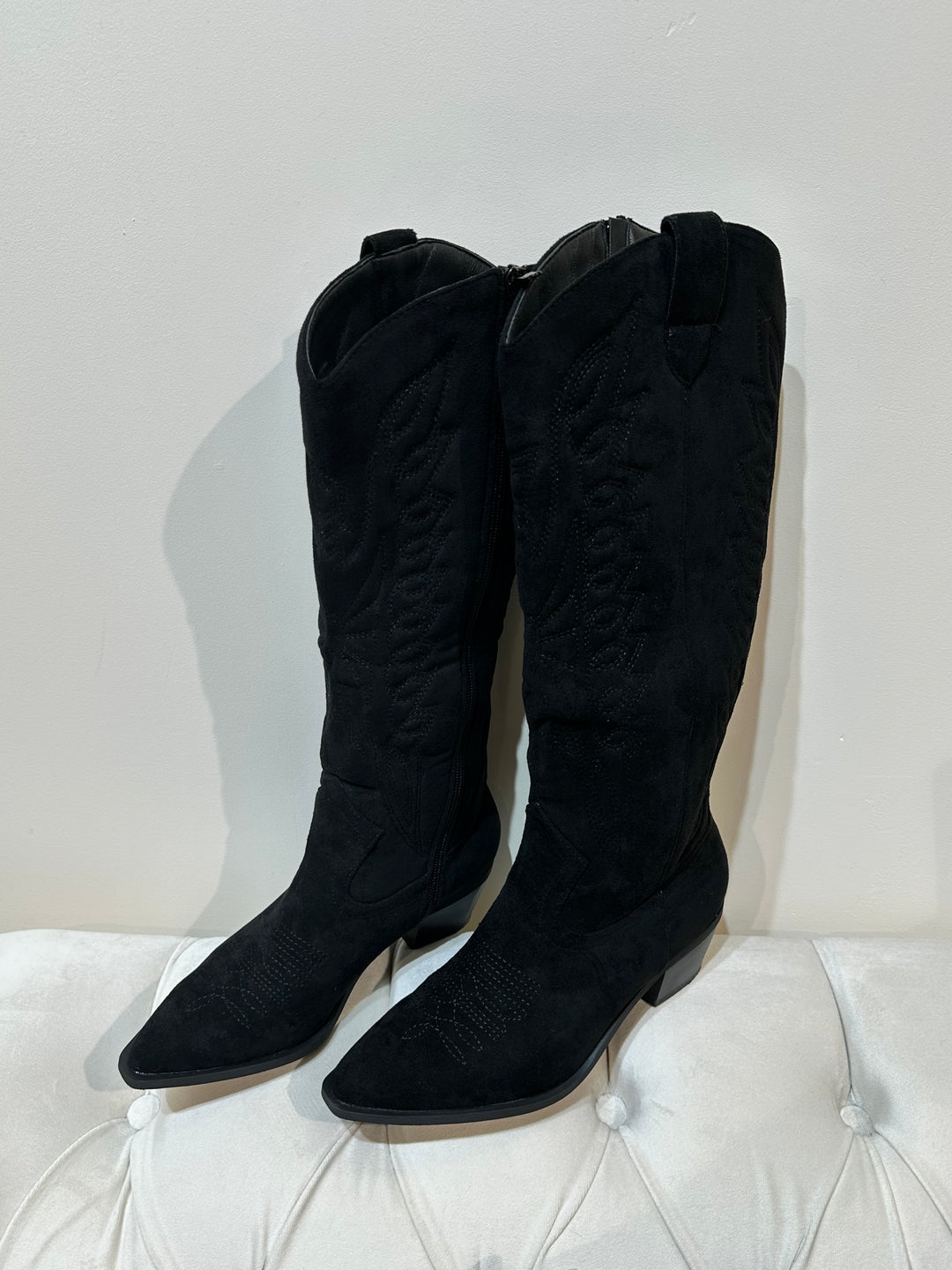 Boots daim brodé Noir (Y2281)